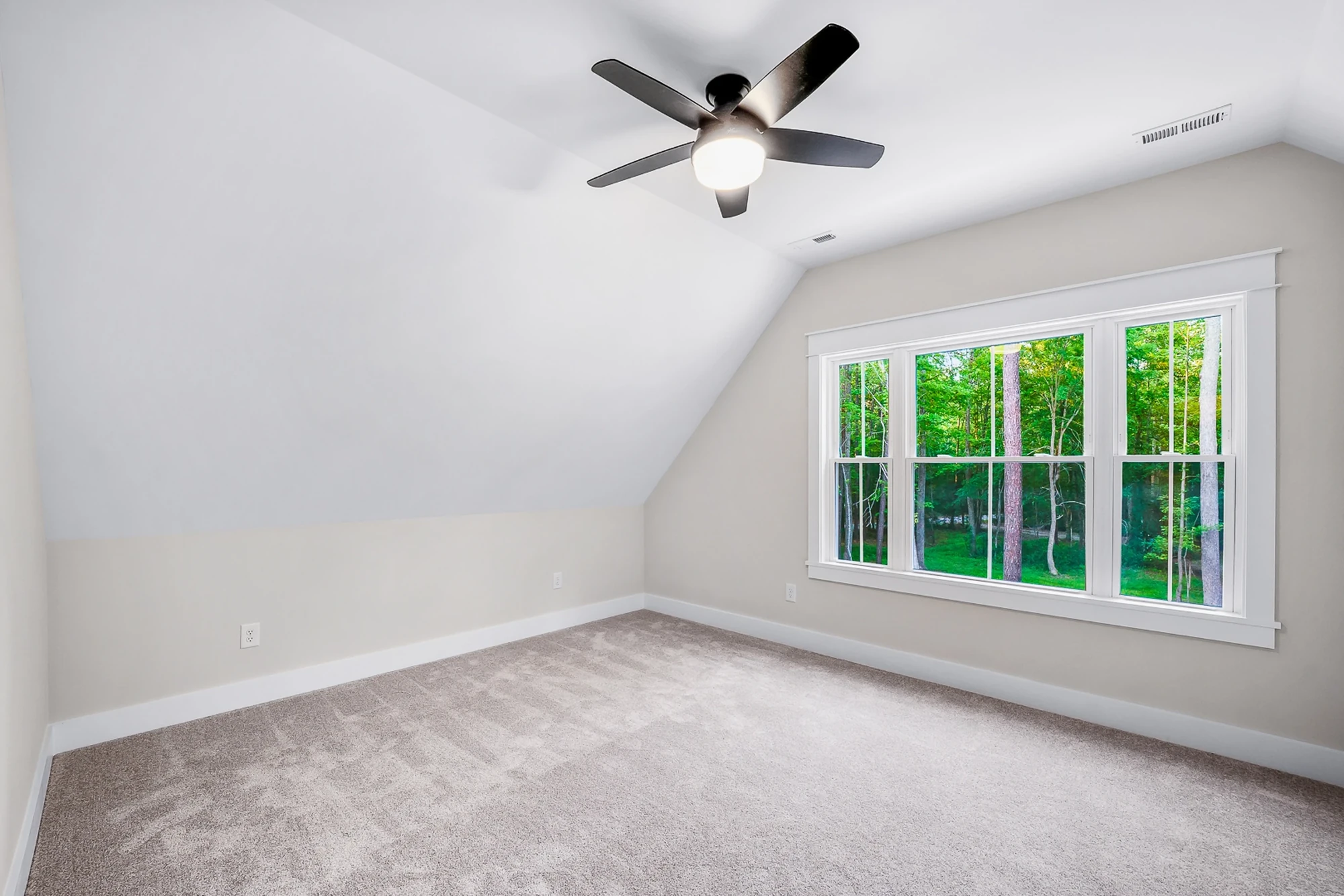 Bedroom with vaulted ceiling