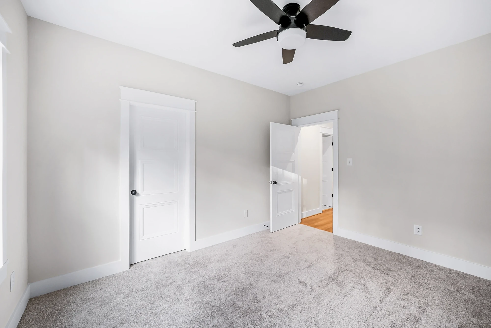 Bedroom with dual closets